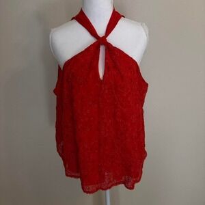 Sofia Jeans by Sofia Vergara Red Abbey Eyelet Halter Top Women's Sz XL
